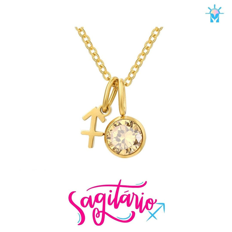 Colar Signo com Birth Stone - em Prata 925 e Zircônia