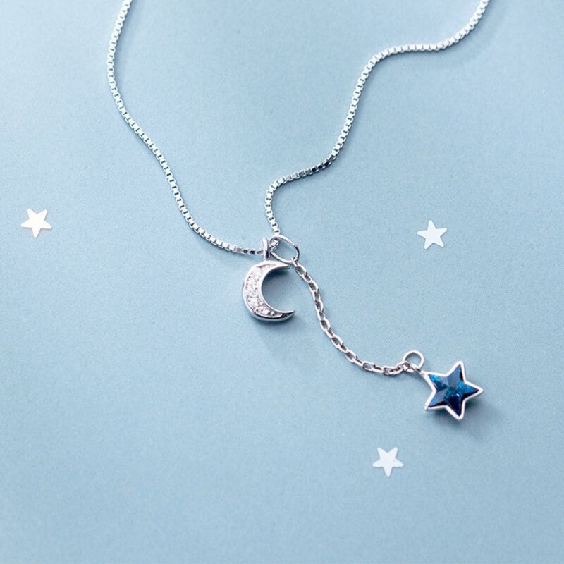 Colar Little Blue Star - em Prata 925 e Zircônias