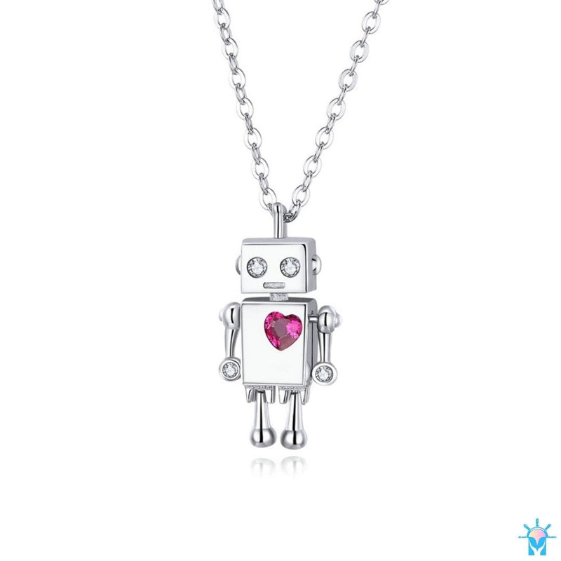 Colar Robot In Love - em Prata 925 e Zircônias