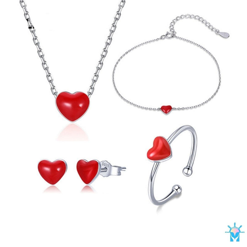 Conjunto Amor Red - em Prata 925