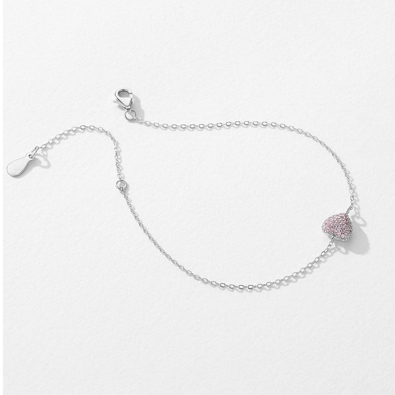 Pulseira Pink Heart - em Prata 925 e Zircônias