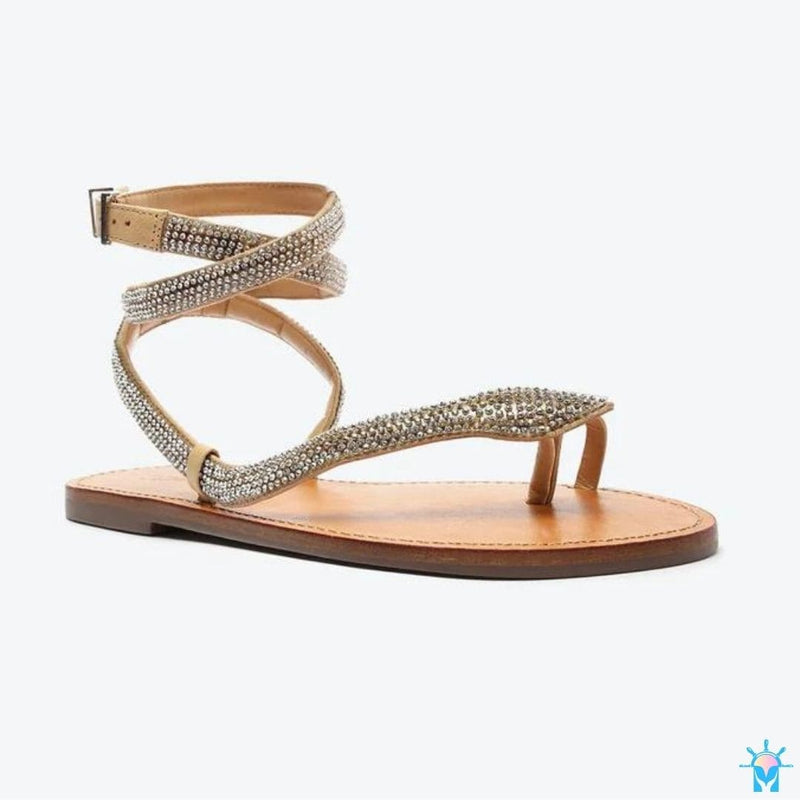 Sandália Rasteira Snake com Strass