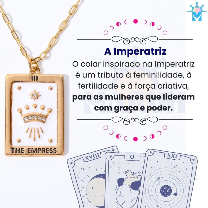 Colar Tarot Arcano II - banho em Ouro 18k e Zircônias