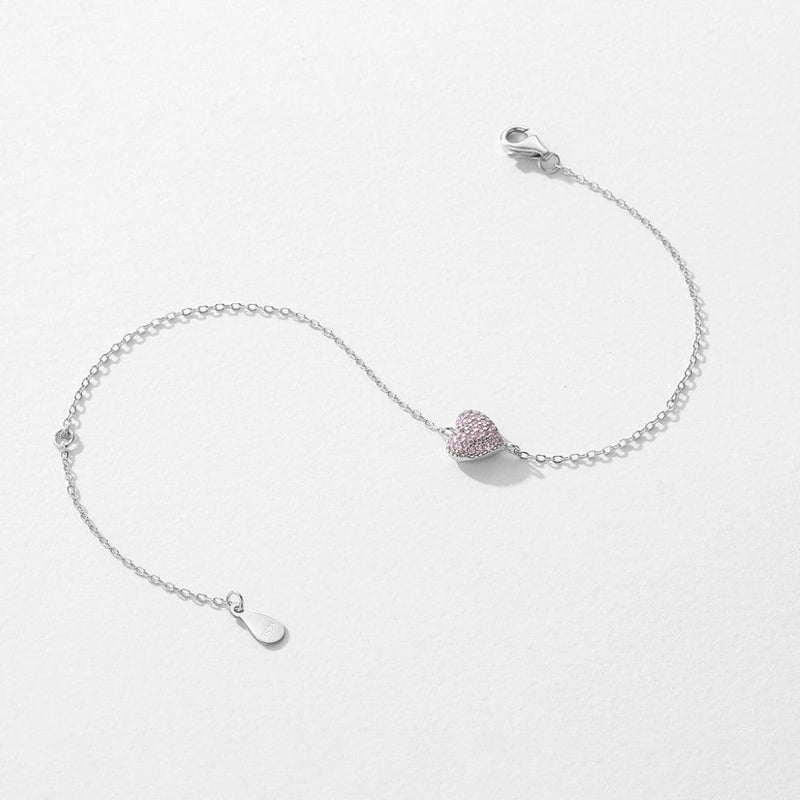 Pulseira Pink Heart - em Prata 925 e Zircônias