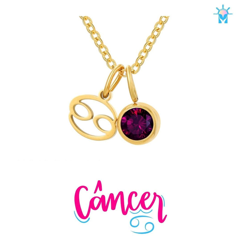 Colar Signo com Birth Stone - em Prata 925 e Zircônia