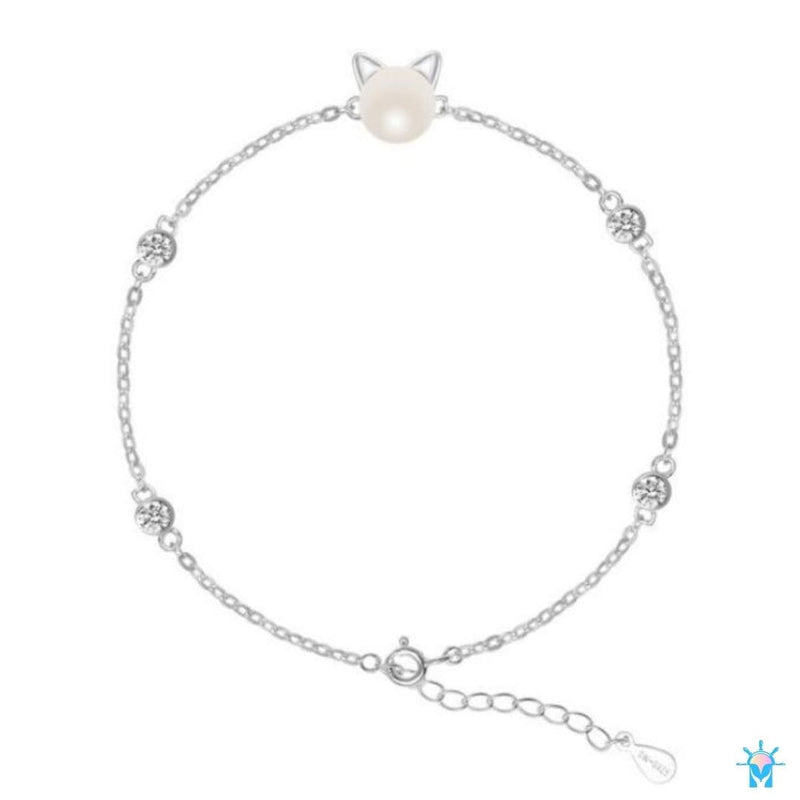 Pulseira Gatinho Pérola - em Prata 925 - LEVE 02 - GANHE 20%