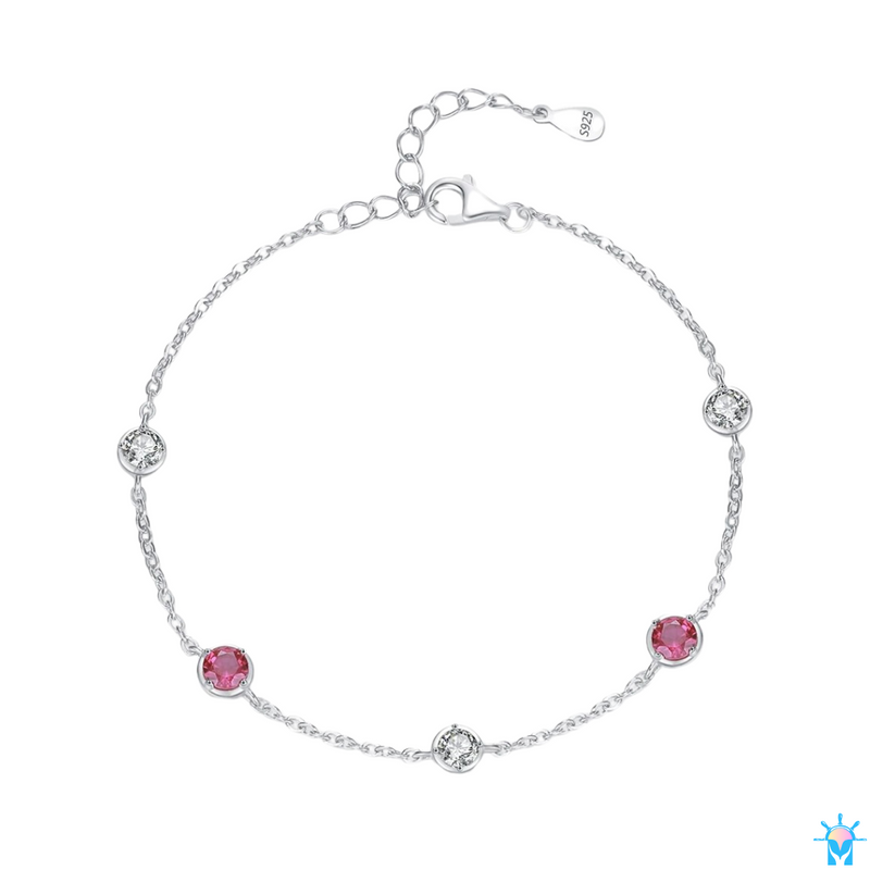 Pulseira Circles Pink - em Prata 925 e Zircônias